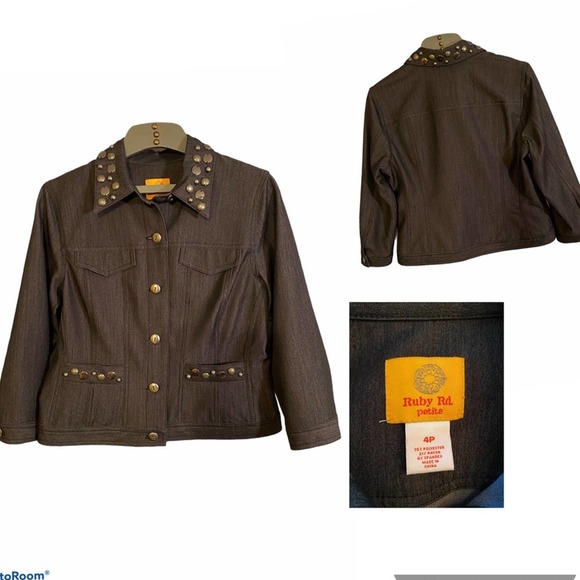 NWOT Ruby Rd Blue Denim Jacket Size 4P - Picture 3 of 3
